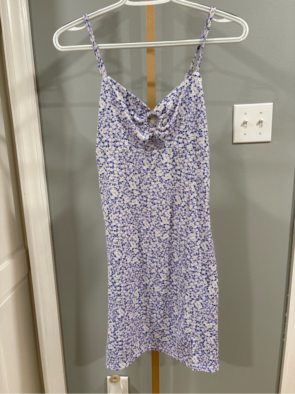 Jolie & Joy Purple Floral Cutout Mini Dress Small